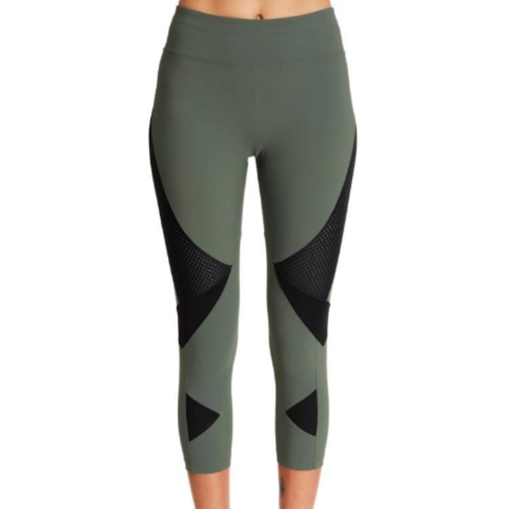 NWT - BOOM BOOM ATHLETICA HW Cropped Fashion Legging, Green/Black